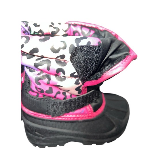 Athletech Toddler Girls Winter Boots Size 6M Pink Black Heart Cheetah Print - Picture 6 of 9